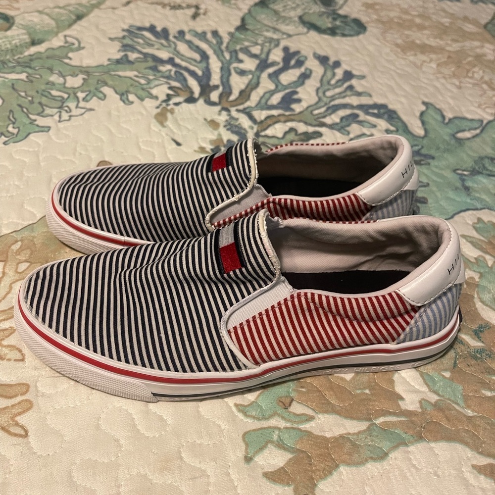 Tommy Hilfiger Striped Slip-Ons‎ red, white,& blue - Picture 4 of 7